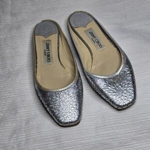 Jimmy Choo Metallic Silver Flats